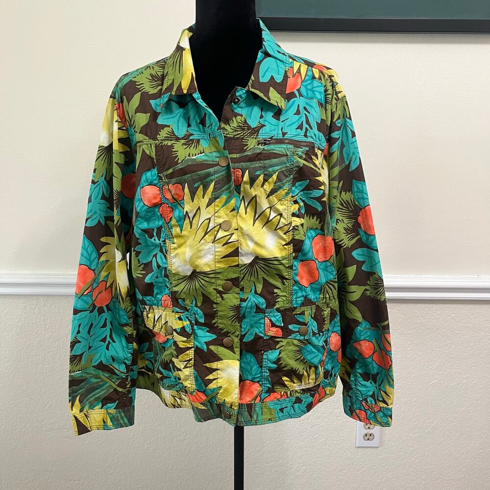 Chico's Women's Vintage Safari Mimi Jacket Fudge Multi Size 3 (XL). NEW